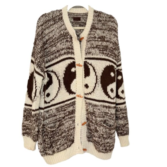 MOTHER Sweaters - MOTHER The Long Drop Cardigan “The Good And The Bad” Yin Yang Sweater Oversized